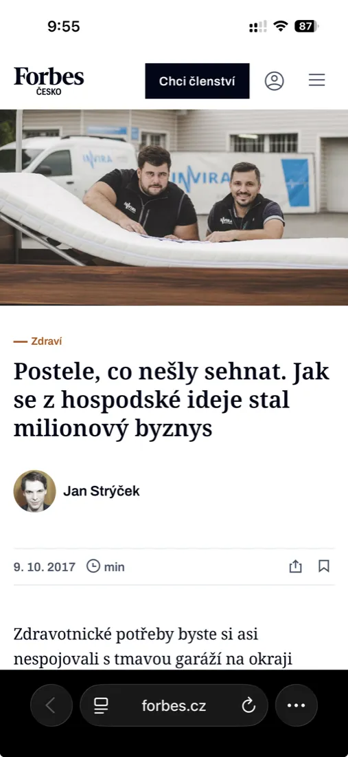 Article about evobeds on Forbes.cz
